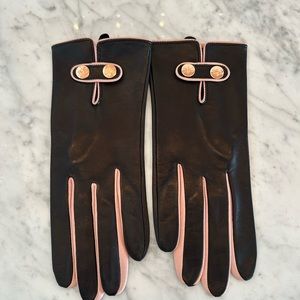 Ted Baker Black/Pink Leather Gloves